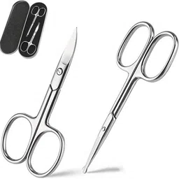 maycreate 2pcs Eyebrow Nose Safety Scissors gift box,Pointed & Round Head Beard Mustache Eyebrow Trimmer Stainless Steel Set for Men Women--Travel/Outing/Makeups Essentials Scissors image 1