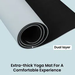 agaro Fitpro TPE, Eco-Friendly with Carry Bag & Strap Black, Grey 6 mm Yoga Mat image 5