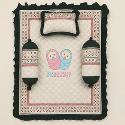 nakhi Rajwadi Work Super soft, Premium quality Baby Mattress With 3 Multi shape pillow baby mattress Rajawadi work image 1