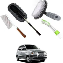 qiisx Wheel Tire Rim Scrub Brush, Car AC Vent Cleaning Brush, Microfiber Duster, Handle Cleaning Duster Brush For Hyundai Santro Combo-picture-24