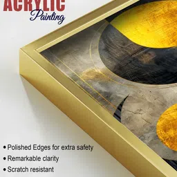 vibecrafts Modern Luxurious Golden Shapes Acrylic Framed Art Panel (Set Of 2) image 5