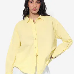 the souled store Women Oversized Fit Solid Spread Collar Casual Shirt-picture-35