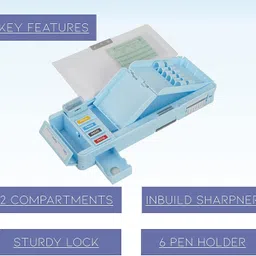 radhey preet Cartoon Print Multi Compartment Button Operated Magnetic Compass Box For Kids, Price For 1Pc | RP332 Art Plastic Pencil Box image 3