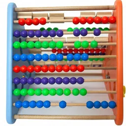 joyjuggler Wooden Abacus 5-in-1 Learning Toy for Alphabets, Numbers, Math, Gear, Board image 3