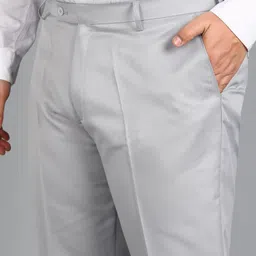 metronaut plus Men Slim Fit Grey Polyester Trousers image 4