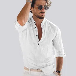 zartha Men Solid Cotton Blend Straight Kurta image 2