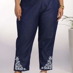letsdressup Women Comfort Fit Dark Blue Cotton Blend Trousers-picture-12