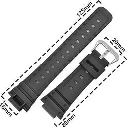 LUBA HIMT CDS34 16mm Rubber Watch Strap Compatible with ''CASI0 G-SH0CK'' DW-5000, DW-5600 16 mm Rubber Watch Strap image 3