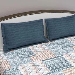 Blue Abstract 180 TC Cotton Queen Sized Bed Sheets with 2 Pillow Covers by GM Fabrics image 3