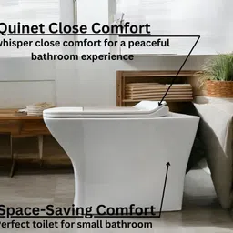 joyo cera META Floor Mount Western Toilet /European Commode OUTLET Is From Floor P TRAP FT KU Soft Close Seat Cover 56 X 39 X 37 cm (White Glossy Finish) for Bathroom Western Commode image 5