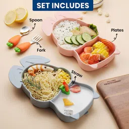 cubbycoo Cartoon Infant Tableware Set with Partitioned Design for Easy Feeding - Silicon image 2