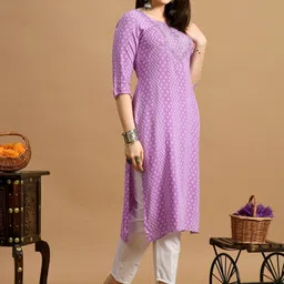 selket Women Printed Viscose Rayon Straight Kurta image 2