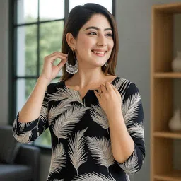 kpintanetnal Women Printed Viscose Rayon Straight Kurta image 4