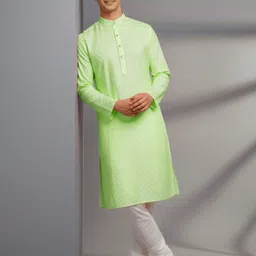 tibra collection Men Solid Cotton Blend Straight Kurta image 5