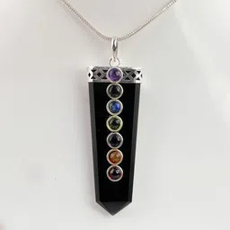 reiki crystal products Natural Black Tourmaline Arrow Shape 7Chakra Pendant with Metal Chain for Unisex Tourmaline, Agate Crystal Pendant-picture-33