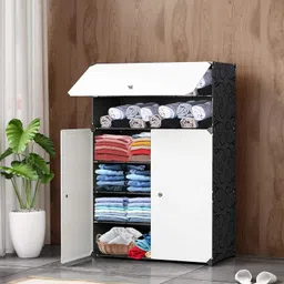 krooh Plastic Cloth Almari Wardrobe 3-Door 6-Shelf Plastic Collapsible Wardrobe PP Collapsible Wardrobe image 1
