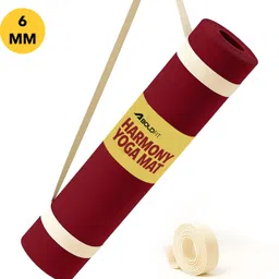boldfit Yoga Mat for Men Women 6mm Exercise Mat Anti Skid Workout Yoga Matt Carry Strap Maroon 6 mm Yoga Mat-picture-17