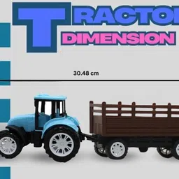 neoinsta shopping Medium size friction powered plastic tractor toy with trailer wagon behind image 5