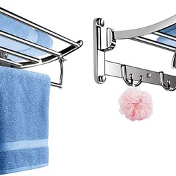 garbnoire Stainless Steel Folding Towel Rack Silver Towel Holder-picture-16