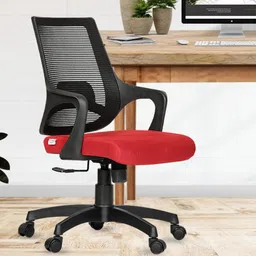 da urban Vasto Red Mesh Mid Back Revolving | Ergonomic | Home & Office| Mesh Office Executive Chair image 1