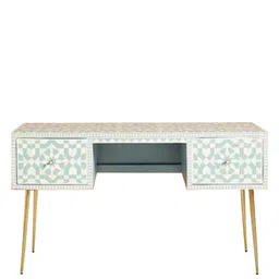 casagold Moroccan Bone Inlay Writing Table in Green Finish image 3