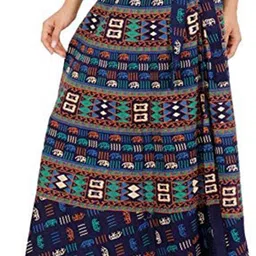 kanika fashion Women Printed Wrap Around Blue Skirt-picture-16