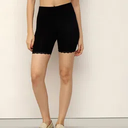 espresso Pack of 2 Solid Women Black, Yellow Basic Shorts image 2