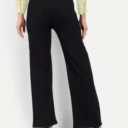 next one Women Straight Fit Black Lycra Blend Trousers image 3