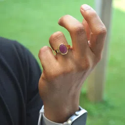 the leading light ruby gemstone ring unisex Bronze Ruby Gold Plated Ring image 2