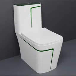 solano Dimond Quality LT06 White commode with Green Finishing Line and Round Flush Button Western Commode-picture-26