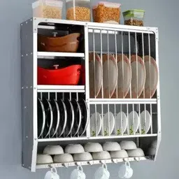 Utensil Kitchen Rack Stainless Steel Utensils Kitchen Rack, 6 shelves - (30*30) Steel-image-37