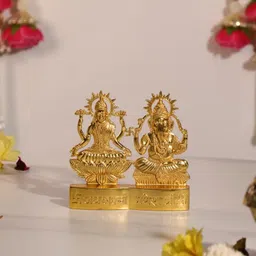 unibuyzone Lakshmi Ganesh Ji Brass Finished Idol Decorative Showpiece - 11 cm-picture-31