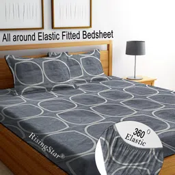 risingstar Cotton King Fitted (Elastic) 350 TC Abstract Bedsheet-picture-13