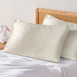 the conversion Grey Plain Solid 210TC Satin 17 x 27 Inches Pillow Covers (Set of 2) image 1