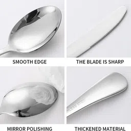 kitchease Silverware Table Spoons Set | 5-Pcs Flatware for Dinner, Party | Sterling Silver Stainless Steel Cutlery Set image 2