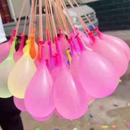 brown leaf (1 Pichkari+ 1 Magic Balloon+ 100 Water Balloon)for Kids Holi & Summer Party Fun Water Gun image 5
