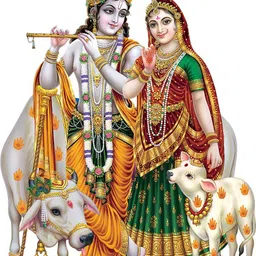 god & god's 53 cm Cow With Radha Krishna Modern Art 166 Self Adhesive Sticker-picture-13