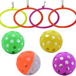 shanvi Bird Toy Set Hanging Swings for Cage Accessories for Birds (Ball 4,Oval 4) Plastic Ball, Training Aid For Bird-picture-15