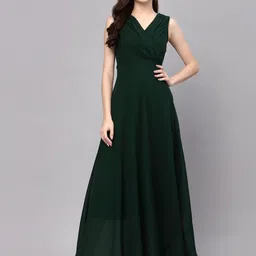 Women Fit and Flare Green Maxi/Full Length Dress-image-27