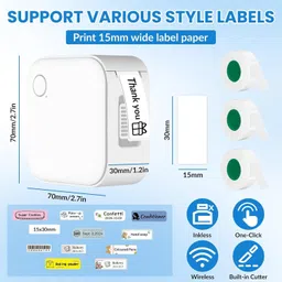 QIMAGE QMG24 Palm-Sized Bluetooth Wireless Label mini Printer|Connect(iOS/Android)Ideal Thermal Receipt Printer image 2