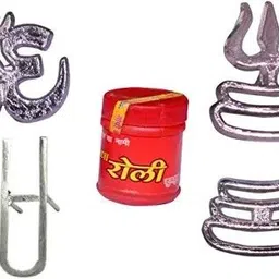 holyganga Metal Tika Tilak Stamp with Red Roli powder ( 25 Grams ) Decorative Showpiece - 2 cm-picture-13