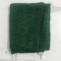 abaaya Solid Georgette Women Dark Green Scarf, Fancy Scarf, Stole image 2