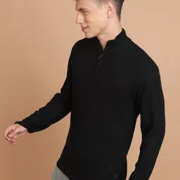 highlander Men Woven High Neck Black Sweater image 3