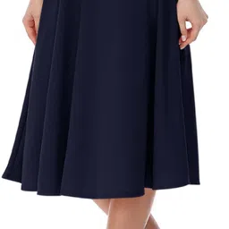 Women Solid A-line Blue Skirt-image-2