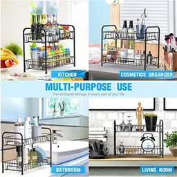 mtri Fruits/Vegetables Kitchen Rack foldable kitchen rack 2shelf Iron image 5