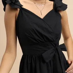 tokyo talkies Women Ruffled Black Above Knee/Mid Thigh Length Dress image 5