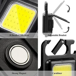 rjenterprise Mini COB LED Keychain Light Compact Keychain Torch with USB Cable 3 hrs Bulb Emergency Light image 2