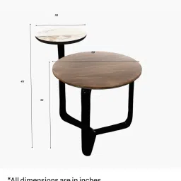 furnisto Minimalist Marble Top Walnut Solid Wood Coffee Table in Walnut Finish image 2