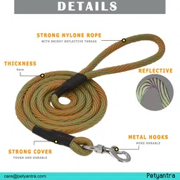 petyantra Dog Leash Lead, Heavy Duty 12mm x 5 FT Comfortable Strong Rope Slip Leash Orange 153 cm Dog Cord Leash image 3