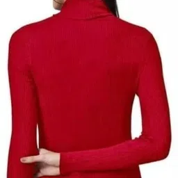 farlucci Women Woven Turtle Neck Red Sweater image 2